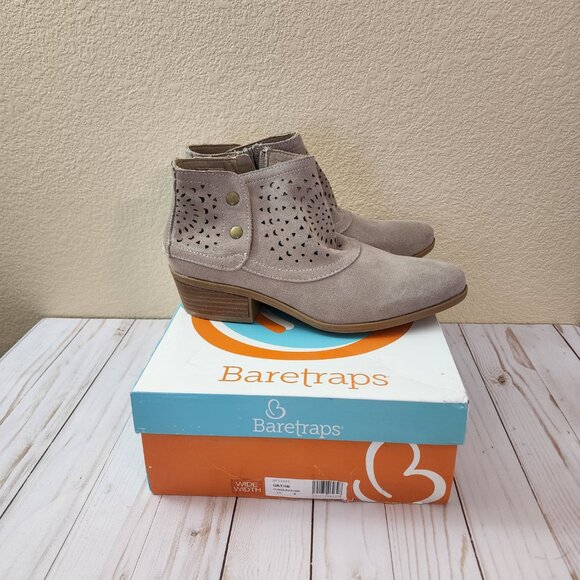 BareTraps Gaige Suede Leather Bootie Cobblestone Taupe 10 W Fall Wardrobe ZipUp - Picture 7 of 8